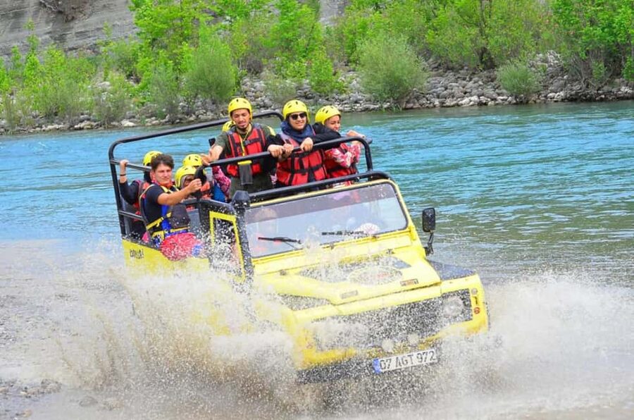 Alanya/Side/Antalya: Rafting, Zipline, Quad & Jeep Safari - Ziplining above the canyon