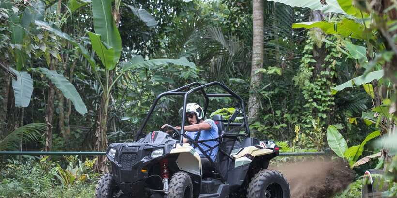 Bali: White Water Rafting and Jungle Buggies Adventure Tour - Pool time with rice paddies in view