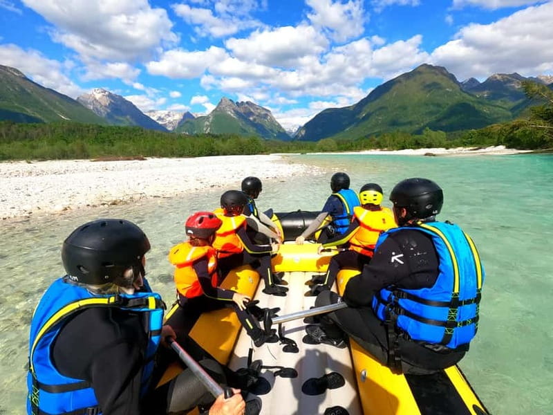 Bovec: Kinder Rafting on Soča River from 4years +FREE photos - Swimming in Water Near 10°C