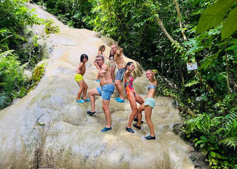Chiangmai : A Bamboo Raft Safari , Sticky waterfalls, - Bua Thong Sticky Waterfalls and the grippy limestone