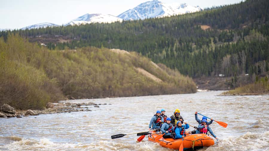 Denali, Alaska: Canyon Wave Raft Class III-IV Paddle/Oar - Getting suited up for cold Alaska water