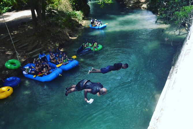 Falmouth Waterfalls Rafting and Beach Adventure - Rope swing fun and the question of a river swim