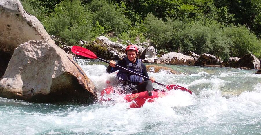 From Bovec: Whitewater kayaking on the Soča River - A short ride, then a proper safety briefing