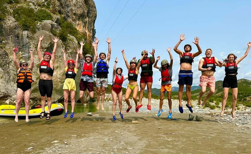 From Permet: Amazing Rafting Experience at Vjosa River - Swimming and jumping from the rocks