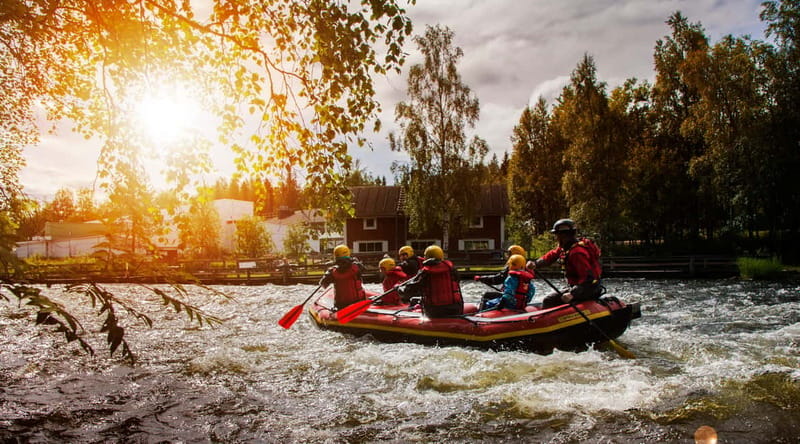 From Ruka: River rafting fun for families - Harjakoski brings the class-three finish