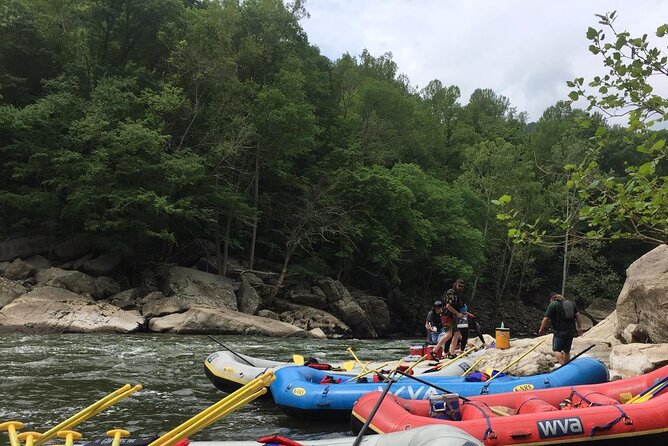 National Park Whitewater Rafting in New River Gorge WV - Lunch by the river on the 9 AM trip