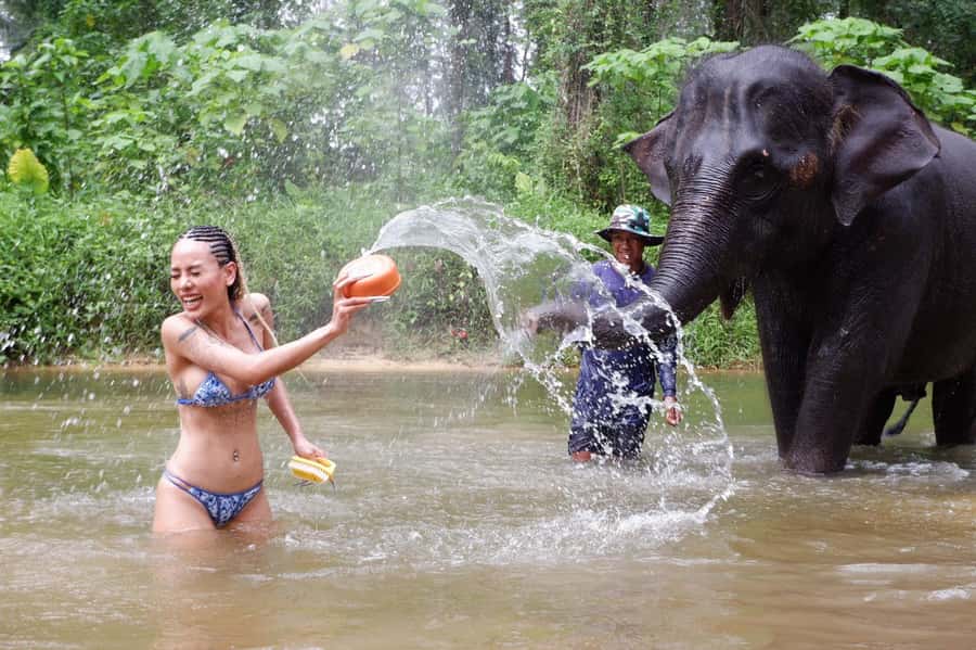 Phuket Ethical Nature Adventure: Rafting, Turtles & Elephant - Bamboo rafting at Wang Kiang Koo Waterfall