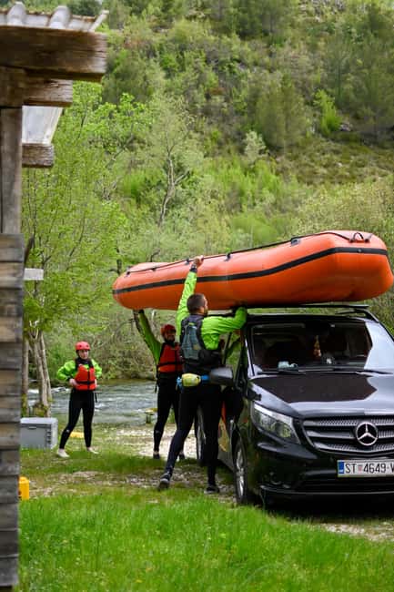 Split: Premium Rafting,Cave exploring,Cliff jumping & Picnic - Getting ready at the river