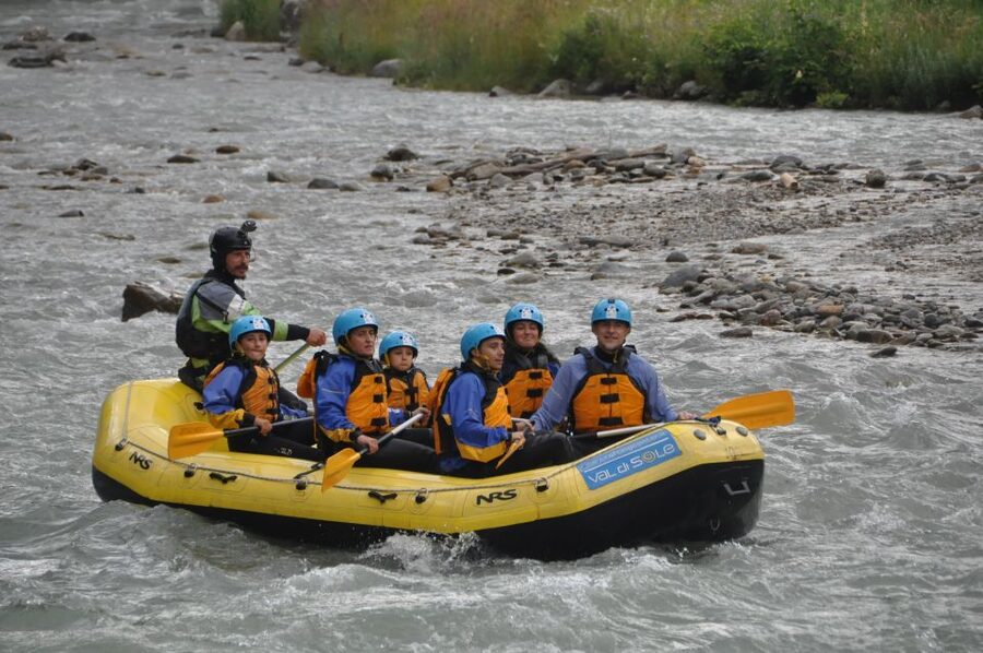 Val di Sole: Rafting for families on First River in Europe - The swimming stop on the Noce