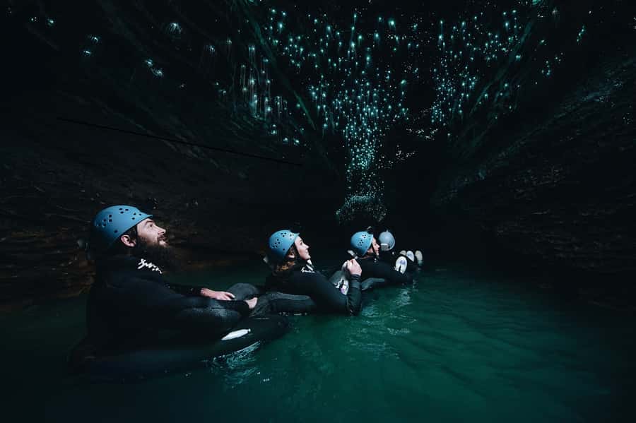 Waitomo Caves: Labyrinth Black Water Rafting Experience - The first steps into Ruakuri Cave