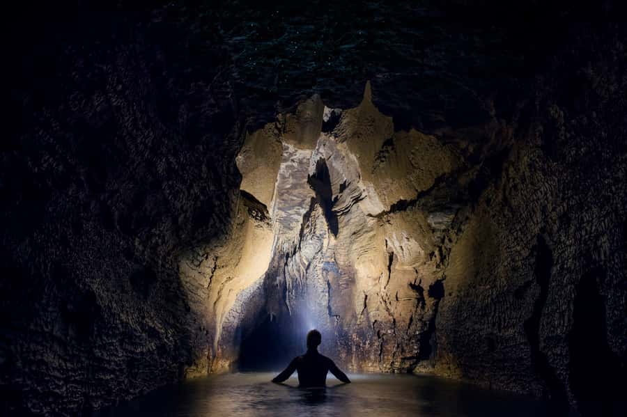 Waitomo Caves: Labyrinth Black Water Rafting Experience - Floating under the glowworms